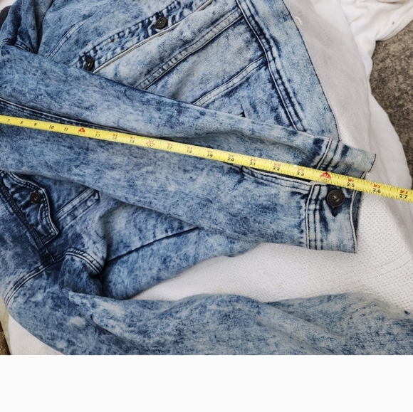 Vintage 80s Company One acid washed Denim hoodie Jacket XL-L - Picture 12 of 14